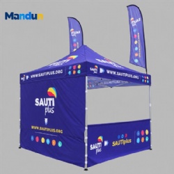 Custom Printed Canopy Tent with Sidewalls and Feather Flags